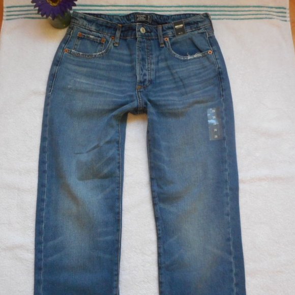 New Abercrombie & Fitch Jeans Size 26/2 Cuffed Ames Boyfriend Denim - Picture 2 of 10